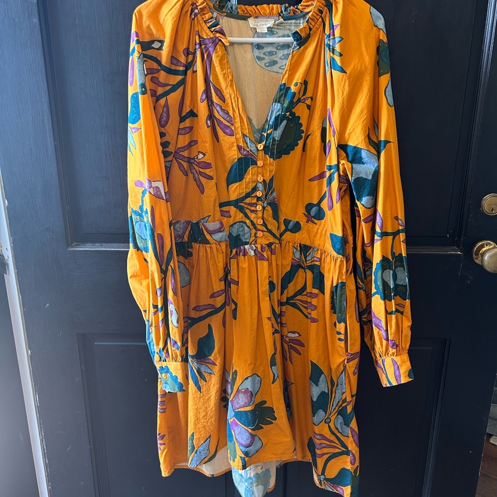 Floral Orange Long-Sleeve Dress